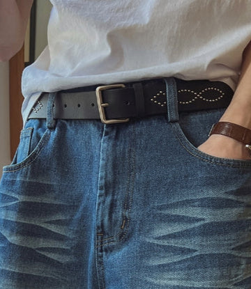 35mm real leather stud belt
